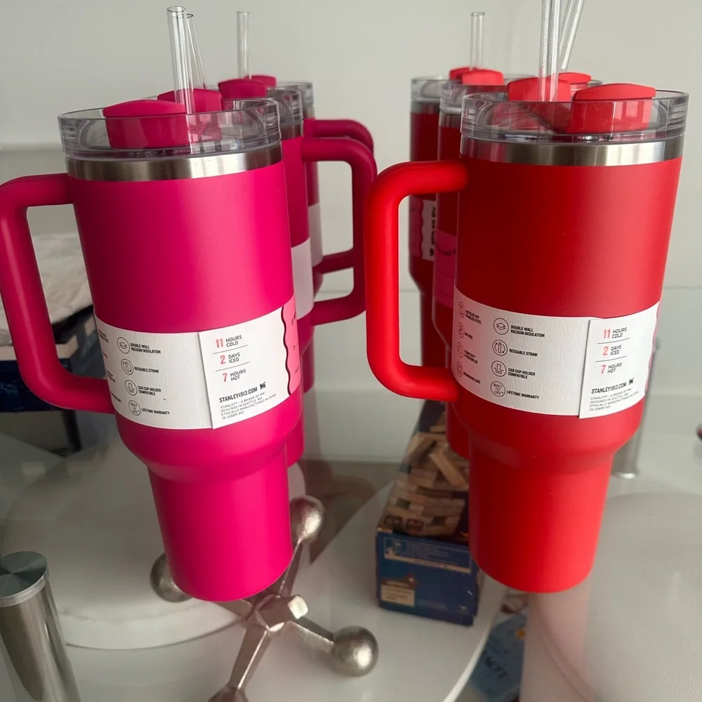 Stanley 40 oz Stainless Steel H2.0 Flowstate Quencher Tumbler valentine bundle - Picture 2 of 10